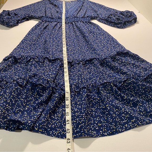 Max Studio Speckled V-Neck Blue Ruffle Maxi Dress - Picture 15 of 16